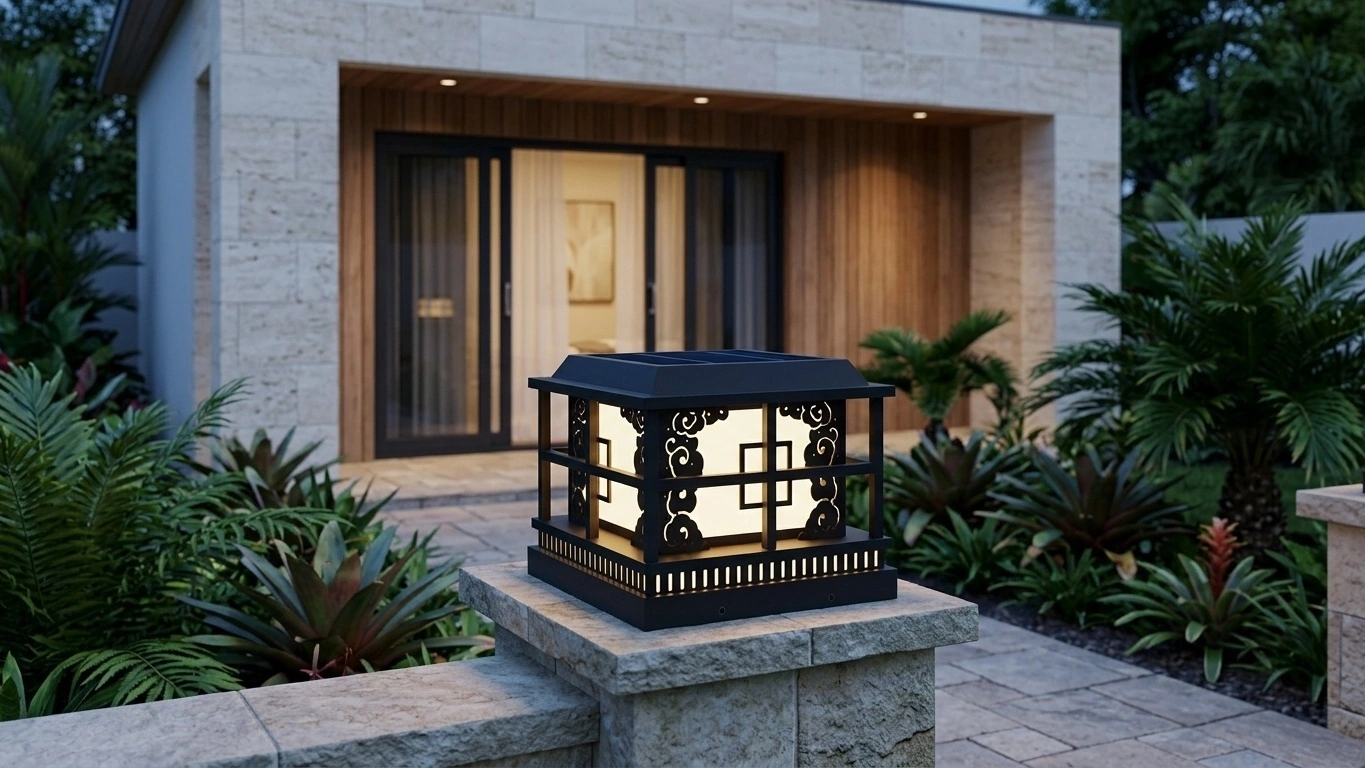 CARVIA Scrollwork Post Cap Light