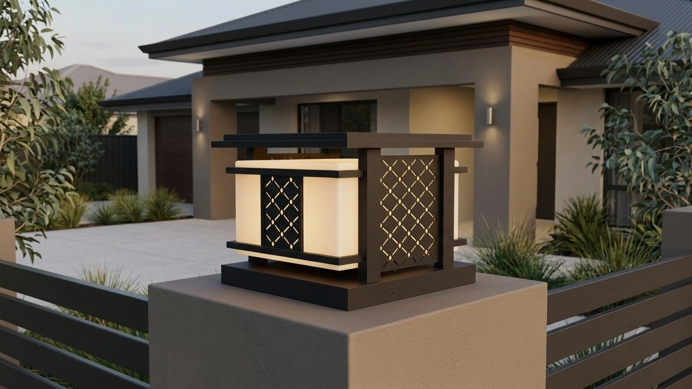 TRELLIS Patterned-Frame Post Cap Light
